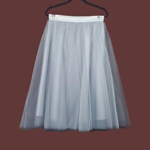 Anthropologie Womens Alexandra Grecco Dusty Blue Tulle Midi Skirt Size 10